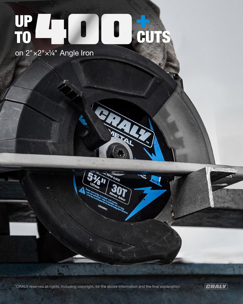 CRALY 5-3/8 Inch 30 Teeth Steel and Ferrous Metal Cutting Circular Saw Blade, 20 mm Arbor, Thin Kerf, Professional Carbide Tipped Blade for Angle Iron, Threaded Rod, EMT Conduit(C0530MC) - Image 4